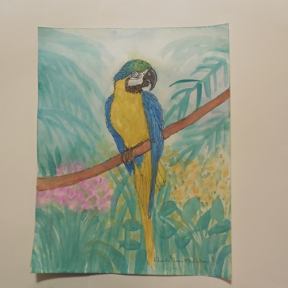 Original Watercolor Macaw Parrot HAND CRAFTED Painting - Picture 4 of 10